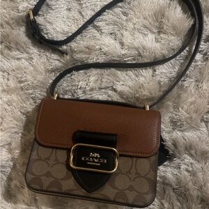 Coach Signature Brown and Black Crossbody Bag